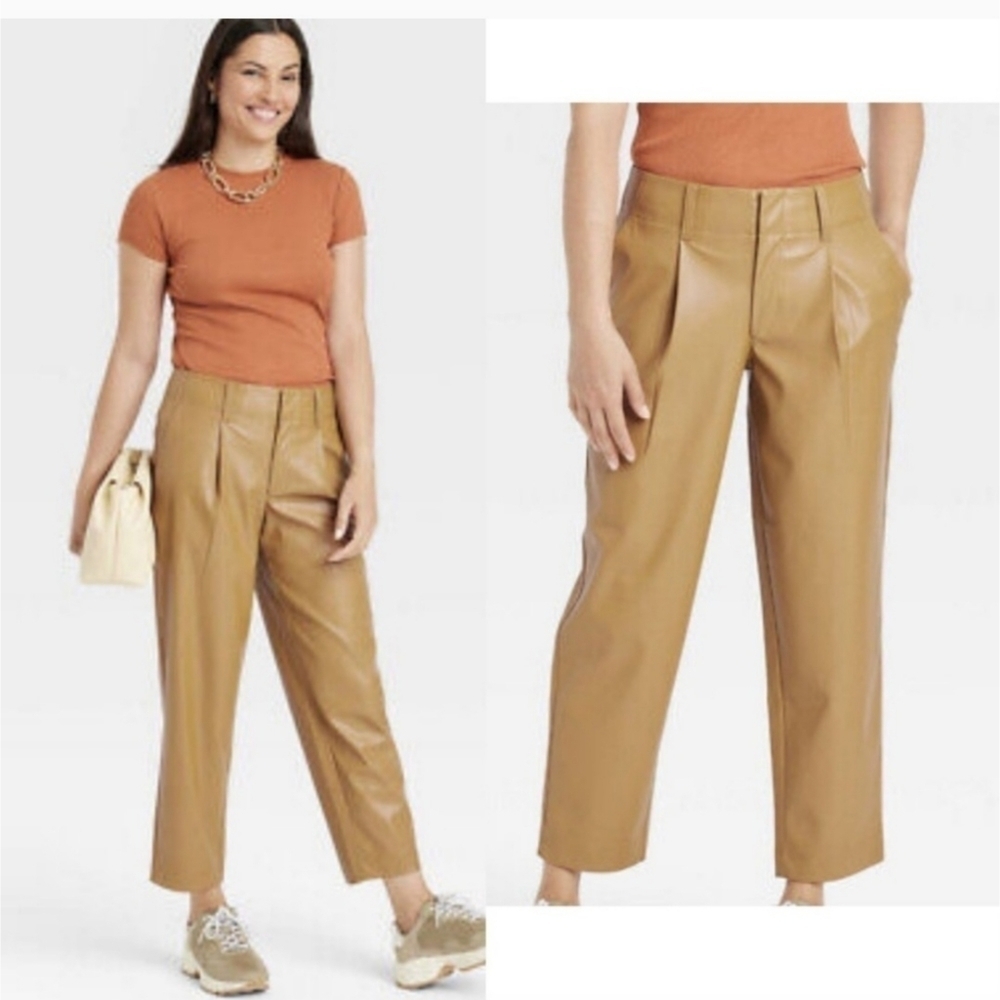 NEW A New Day Faux Leather Tan Ankle Pants